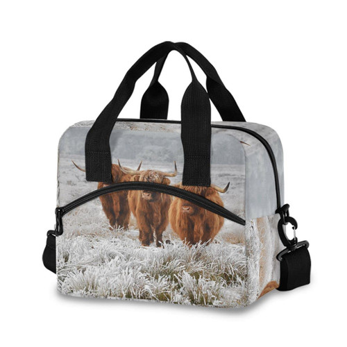Glaphy Highland Cow Animal Lunch Bag Insulated Lunch Box Tote Food Container Meal Prep Cooler Handbag