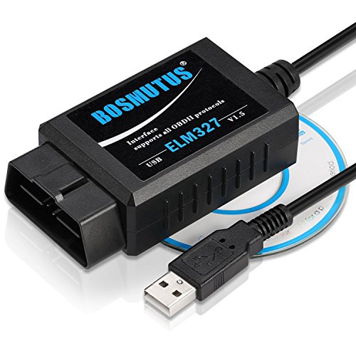 Bosmutus OBD2 ELM327 USB V1.5 OBDII Scanner, EOBD/OBDii Code Reader, OBD-II Engine System Diagnostic Tools (More Than 3000 Database Code) - USB for Android/Windows