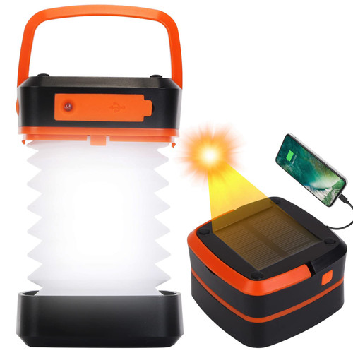 iMountek Electric LED Camping Lantern for Emergency, Portable Solar Camping LED Lantern Tent Lamp 3 Light Modes USB Rechargeable Portable Emergency Camping Light for Hiking Fishing Outdoor