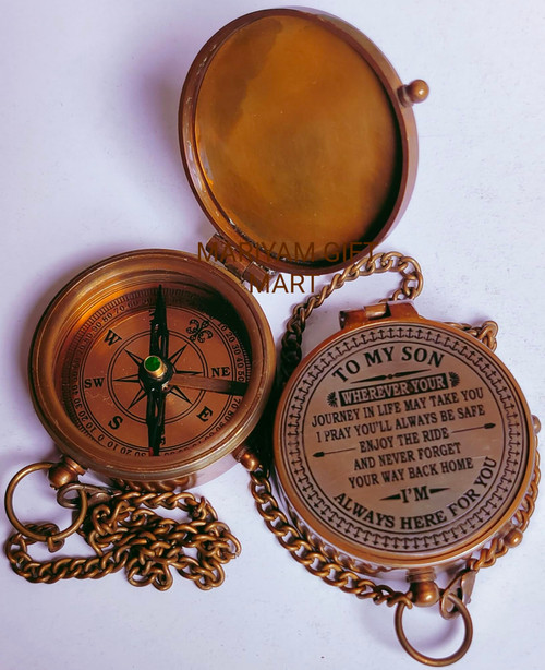 Compass with Case/Gift for Son/to My Son Compass/Mom to Son Gift (to My Son), Dad to Son Nautical Compass, Boating Compass, Graduation Day Gift Son