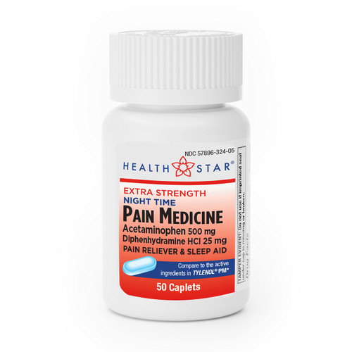 GeriCare Extra Strength Night-Time Acetaminophen 500 mg, Diphenhydramine HCI 25 mg Pain Medicine Caplets 50 Count (Pack of 1)