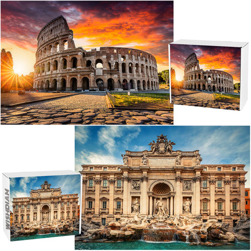 2 Pack Italy Puzzles for Adults 1000 Pieces, Trevi Fountain & Colosseum in Rome Italy Puzzles 1000 Pieces for Adults, Puzzles for Women &Mom, Puzzles Gifts