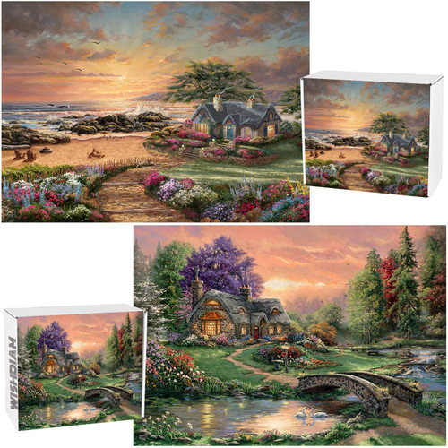 2 Pack Thomas & Kinkade Puzzle for Adults 1000 Pieces, Thomas & Kinkade Puzzles, Vintage Jigsaw Puzzles for Adults 1000 Pieces and Up, Puzzles Gifts for Puzzle Lovers Friends