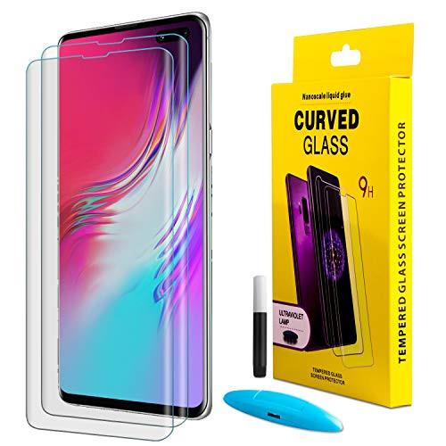 Galaxy S10 5G Screen Protector, DONWELL [No Bubbles] [9H Hardness] 0.15mm Ultra Thin 3D Curved Edge Tempered Glass Screen Protector Support Fingerprint Sensor Compatible with Galaxy S10 5G (1 Pack)