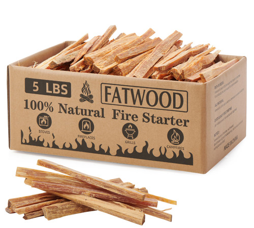 5 Lbs Fatwood Fire Starter Sticks, 100% Natural Kindling, Pine Firewood Firestarter for Campfire, Stove, Fireplace, Bonfires, Grill