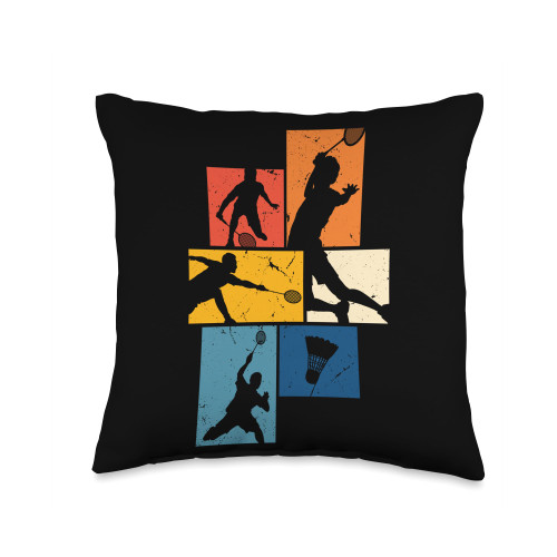 Shuttlecock Badminton Sets for Backyards Badminton Accessories Badminton Racket Shuttlecock Player Throw Pillow, 16x16, Multicolor