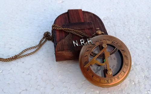 Antique Compass with Leather Case Brass Handmade Pocket Compass Push Button Compass Gift Item Antique Compass with Leather Case Brass Handmade Pocket Compass Push Button Compass Gift Item