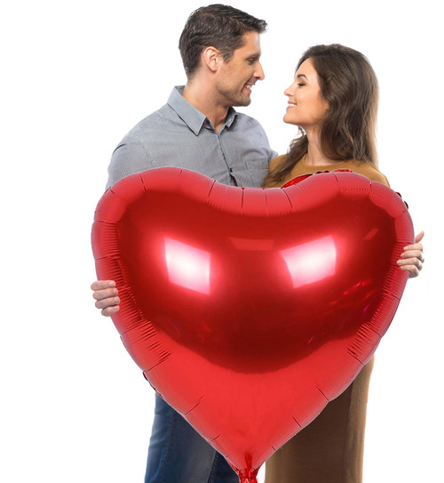 32 Inches Large Heart Shaped Foil Balloons, Huge Red Heart Balloons for Wedding Engagement Anniversary Party Favor Decorations, Valentine's Day Love Balloons (4 Pieces)