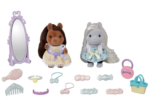 Calico Critters Bella,Giselle Pony Friends Set, Dollhouse Playset with Figures and Accessories Calico Critters Bella,Giselle Pony Friends Set, Dollhouse Playset with Figures and Accessories