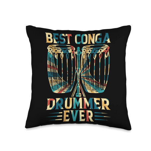 Conga Player Conga Drummer Best Drummer Ever Instrument Conga Musician Throw Pillow, 16x16, Multicolor