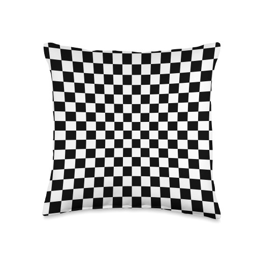 Checkerboard Pattern Picnic Party Checkerboard Pattern White and Black Check Print Throw Pillow, 16x16, Multicolor