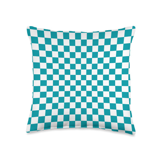 Checkerboard Pattern Picnic Party Checkerboard Pattern White and Green Check Print Throw Pillow, 16x16, Multicolor