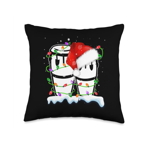 Conga Drum Christmas Gift Tee Conga Drum Christmas Shirt-Holiday Drummer Throw Pillow, 16x16, Multicolor