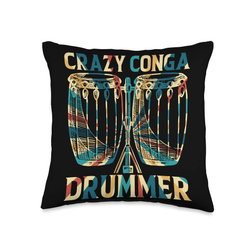 Conga Player & Conga Drummer Crazy Drummer Drums Conga Musician Throw Pillow, 16x16, Multicolor