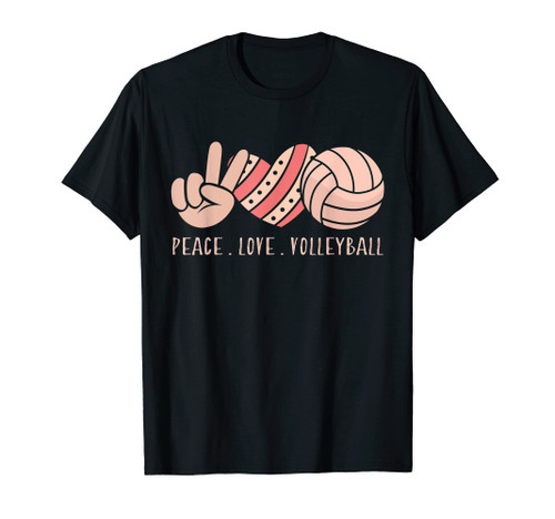 Cute Teens Volley Girls Player Peace Love Volleyball Coach T-Shirt