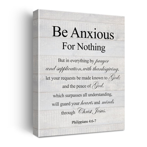 Christian Artwork Philippians 4:6-7 Be Anxious for Nothing Poster Canvas Wall Art for Home Decor - Positive Scripture Quote Canvas Print Wall Art Painting Ready to Hang Gifts - Easel & Hanging Hook