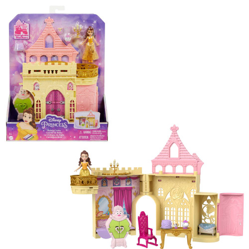 Mattel Disney Princess Toys, Belle Stackable Castle Doll House Playset with Small Doll and 8 Pieces, Inspired by the Mattel Disney Movie, Kids Travel Toys Mattel Disney Princess Toys, Belle Stackable Castle Doll House Playset with Small Doll and 8 Pieces, Inspired by the Mattel Disney Movie, Kids Travel Toys