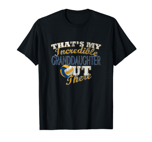 Distressed Volleyball Granddaughter, Grandma Grandpa T-Shirt
