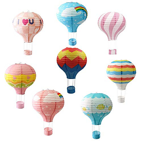 Hanging Hot Air Balloon Paper Lanterns Set Party Decoration Birthday Wedding Christmas Party Decor Gift 12 inch Lanterns of 8 Pieces