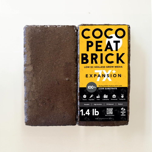 GrowByCoco 650g Coco Peat Brick - Premium Organic Coco Coir | Potting Mix | High Expansion | Low EC | pH Balanced | Compressed | Coconut Soil | Coco Fiber for Herbs, Flowers & Planting