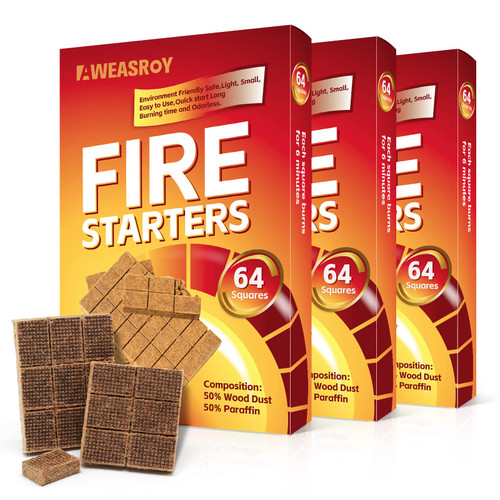 Fire Starter for Fireplace 192 Squares, Fire Starters Squares Non-Toxic Safe for Camping, Bonfires, and BBQs Fire Starter Cubes