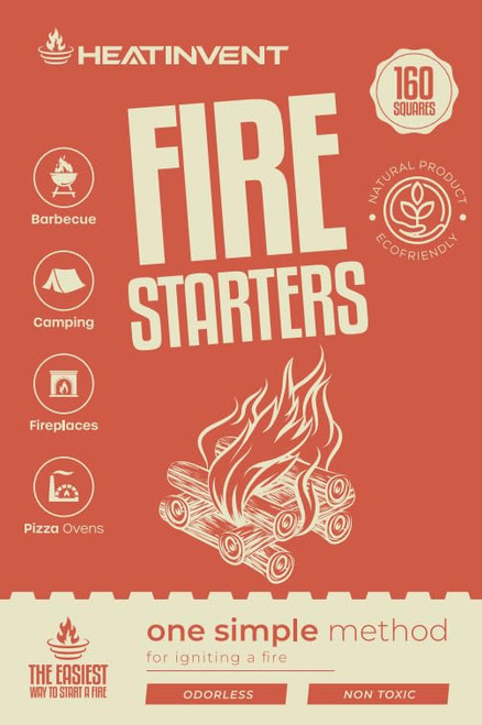 Heatinvent Fire Starter Squares 160 - Fire Starters for Campfires, Fireplace, Grill, BBQ, Wood Stove, Fire Pit, Chimney, Charcoal - All Weather Waterproof, Odorless Firestarters Indoor and Outdoor Heatinvent Fire Starter Squares 160 - Fire Starters for Campfires, Fireplace, Grill, BBQ, Wood Stove, Fire Pit, Chimney, Charcoal - All Weather Waterproof, Odorless Firestarters Indoor and Outdoor