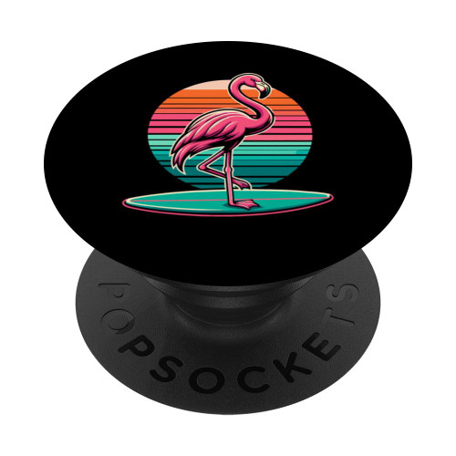 Flamingo Surfing Apparel Surfboard Surf Surfer Lover PopSockets Standard PopGrip
