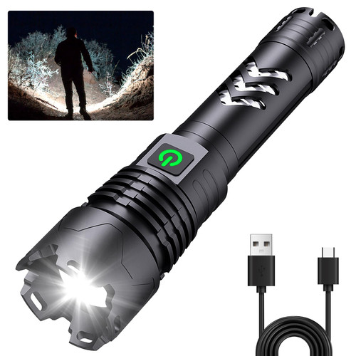 Alifa Led Flashlights High Lumens Rechargeable - Super Bright Powerful Tactical Flashlights for Emergencies with Waterproof Zoomable,5 Modes
