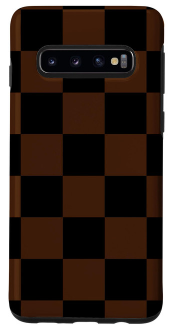 Galaxy S10 Brown & Balck Classic Checkered Big Checkerboard Case