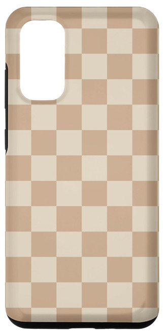 Galaxy S20 Light Beige Brown Checkered Aesthetic Big Tan Checkerboard Case
