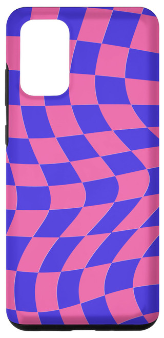 Galaxy S20+ 'Berry Blast' Wavy Checkerboard Pink Blue Checkered Case
