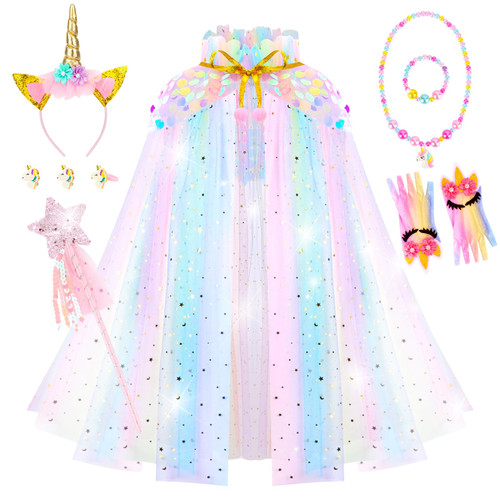 Fedio Princess Cape,Dress up Clothes for Little Girls,Toddler Princess Costume Dress for Girl 3,4,5,6,7,8 Years Old Birthday Christmas Gift