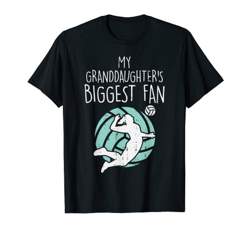 Granddaughters Biggest Fan Volleyball Family Grandma Grandpa T-Shirt