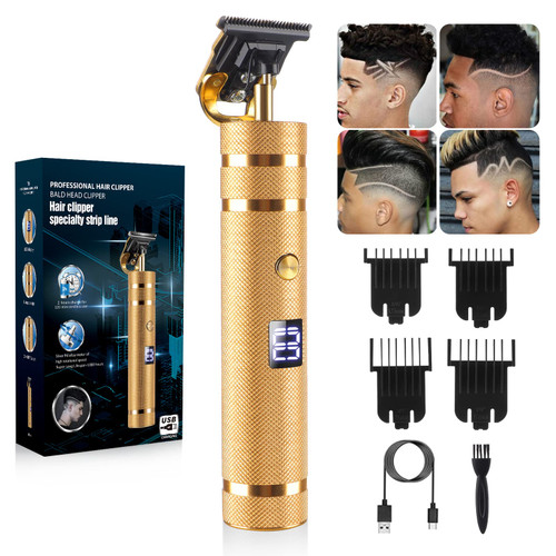 Hair Clippers for Men, Beard Trimmer Zero Gapped Cordless Hair Trimmer T-Blade Trimmer Mens Hair Clippers Shaver Edgers Clippers Grooming Kit with Guide Combs Gifts for Men (Gold) Hair Clippers for Men, Beard Trimmer Zero Gapped Cordless Hair Trimmer T-Blade Trimmer Mens Hair Clippers Shaver Edgers Clippers Grooming Kit with Guide Combs Gifts for Men (Gold)