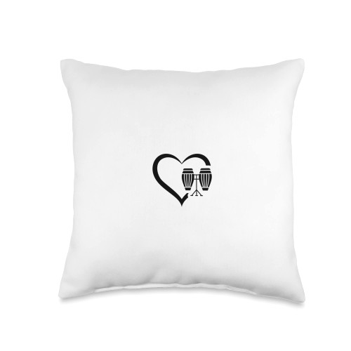 Conga Lover Conga Drummer Conga Player Heart Lover Drum Conga Instrument Throw Pillow, 16x16, Multicolor