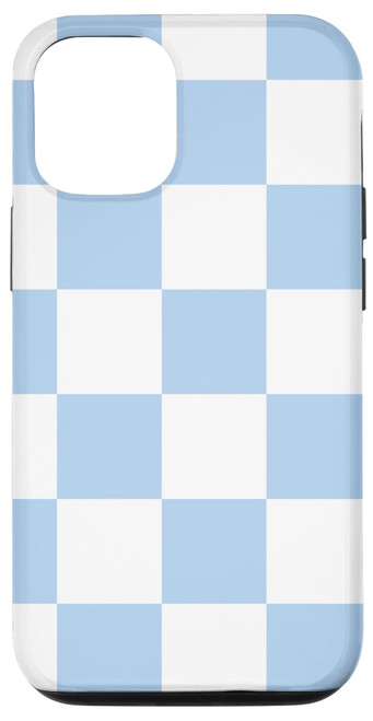 iPhone 13 Light Blue and White Classic Checkered Big Checkerboard Case