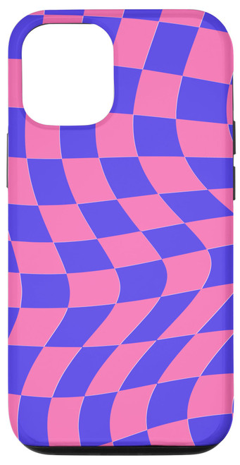 iPhone 14 Pro 'Berry Blast' Wavy Checkerboard Pink Blue Checkered Case
