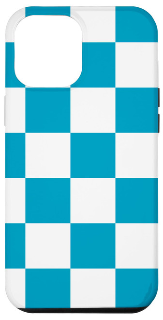 iPhone 15 Plus Light Blue and White Classic Checkered Big Checkerboard Case