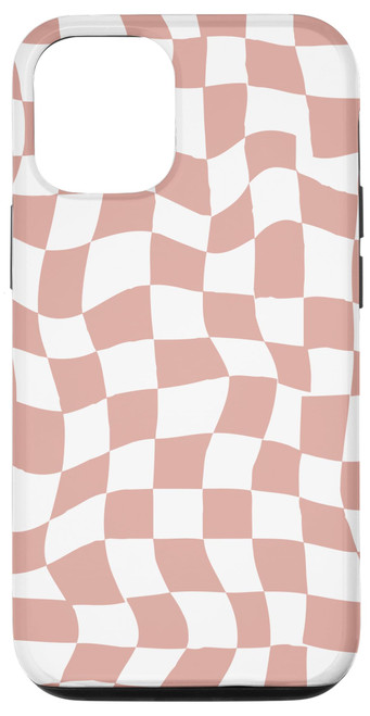 iPhone 15 Wavy Checkered Peach Checkerboard Pattern Case