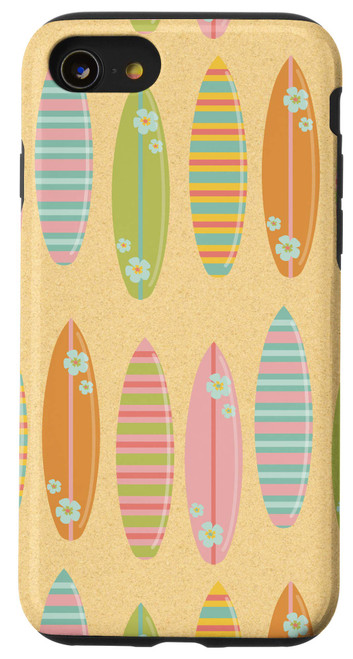 iPhone SE (2020) / 7 / 8 Colorful Tropical Surfboard Beach Ocean Pattern Whimsical Case