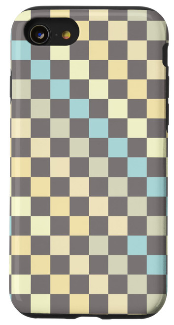 iPhone SE (2020) / 7 / 8 'Safari Sunset' Retro Checkerboard Beige Taupe Checkered Case