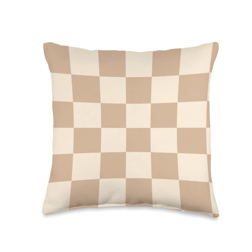 Light Beige Checkerboard Cool Designs Light Beige Classic Checkered Big Checkerboard Throw Pillow, 16x16, Multicolor