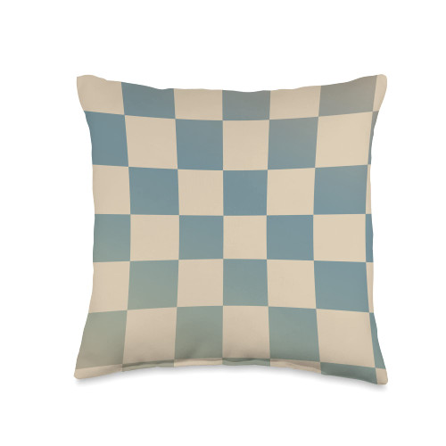 Light Blue With Beige Checkerboard Cool Designs Light Blue with Beige Checkered Checkerboard Pattern Throw Pillow, 16x16, Multicolor