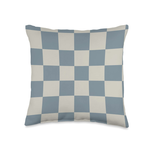 Light Gray and Blue Checkerboard Cool Designs Light Gray and Blue Checkered Checkerboard Pattern Throw Pillow, 16x16, Multicolor