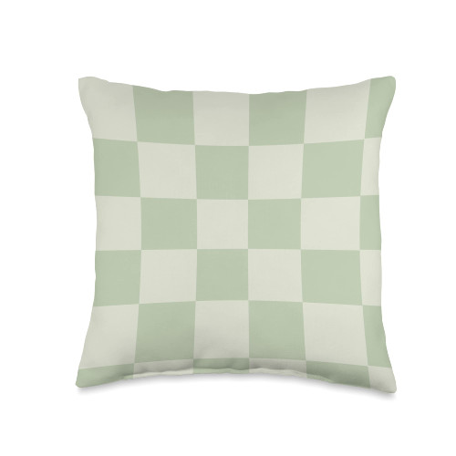 Light Sage Green Checkerboard Cool Designs Light Sage Green Checkered Checkerboard Pattern Throw Pillow, 16x16, Multicolor