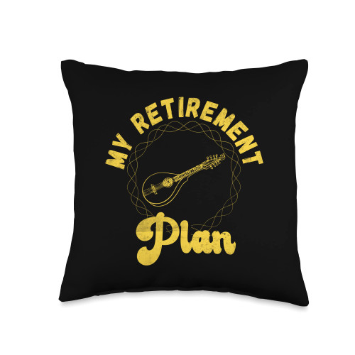 My Retirement Plan Funny Mandolin Player Shirt Mandolin Player Shirt Retirement Plan Bluegrass Instrument Throw Pillow, 16x16, Multicolor