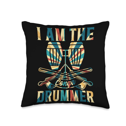 Conga Drum Player Conga Musician Music Drum Player Conga Drummer Throw Pillow, 16x16, Multicolor