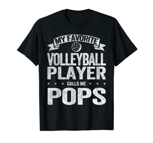 My Favorite Volleyball Player Calls Me Pops Grandpa Retro T-Shirt