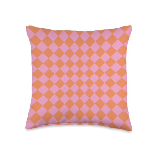 Pink and Orange Checkerboard Cool Designs Pink and Orange Classic Checkered Big Checkerboard Throw Pillow, 16x16, Multicolor