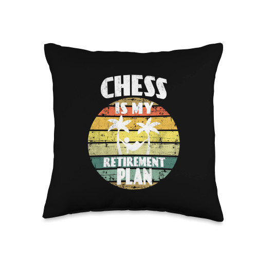 Checkerboard Checkmate Pension Chess Pension Player Retirement Plan Chess Throw Pillow, 16x16, Multicolor